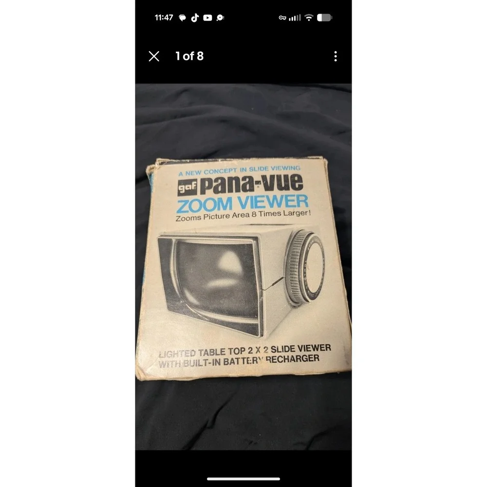 Vintage GAF Pana-Vue Zoom Slide‎ Viewer 2x2 35mm Lighted 8x Zoom w/ Box